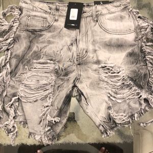 Bad girls only tie dye fringe denim shorts